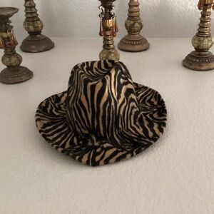 Wide Brim Fedora Hat, One Size , Color Black/Tan